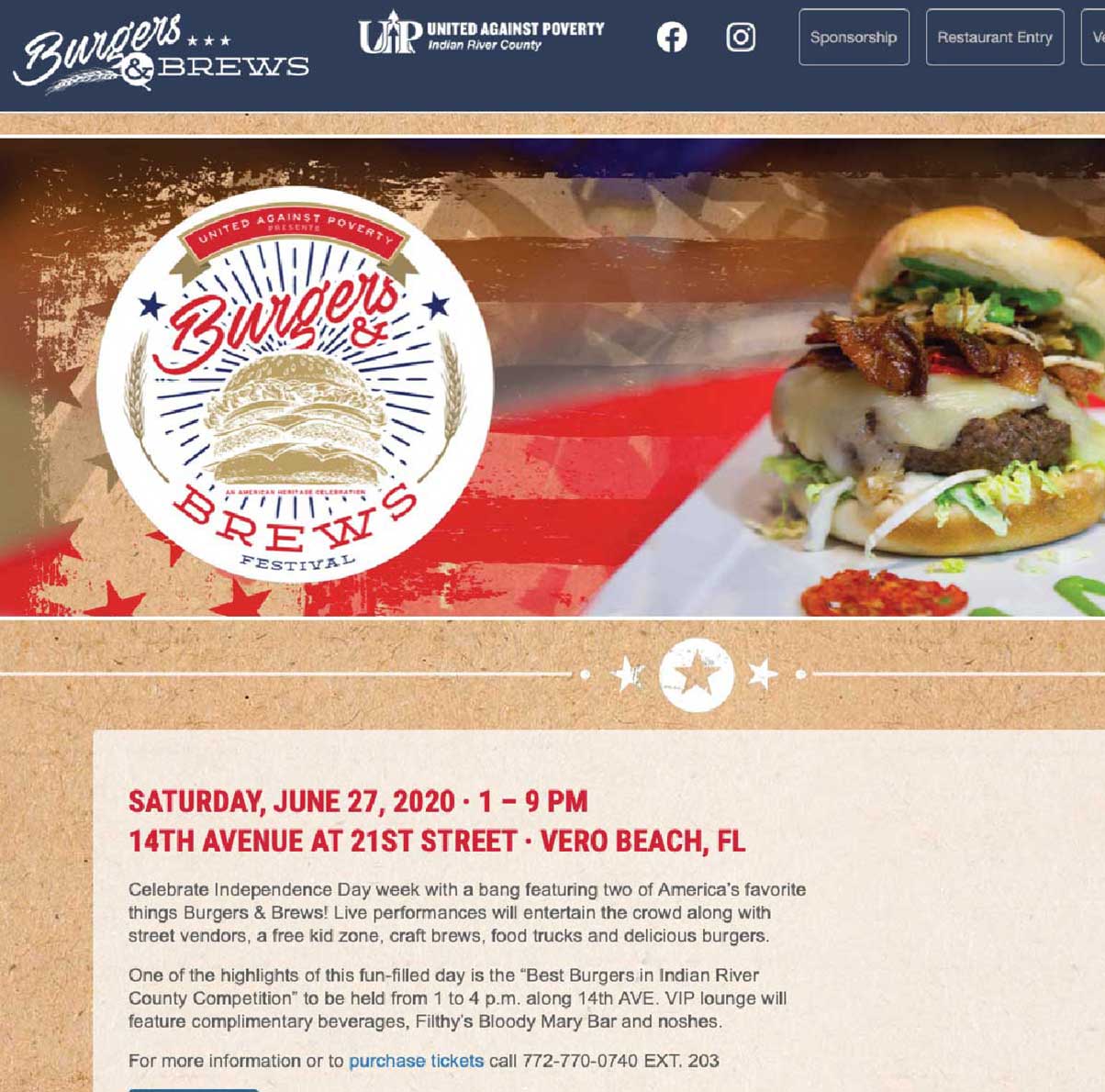 Burgers and Brews Event Website